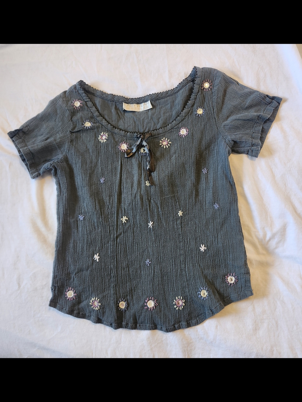 Vintage Boho Embroidered Mirrored Tunic Top